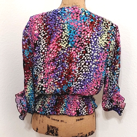 Poetry Clothing static vibrant multicolor watercolor print elasticized waist Lrg - Picture 4 of 8